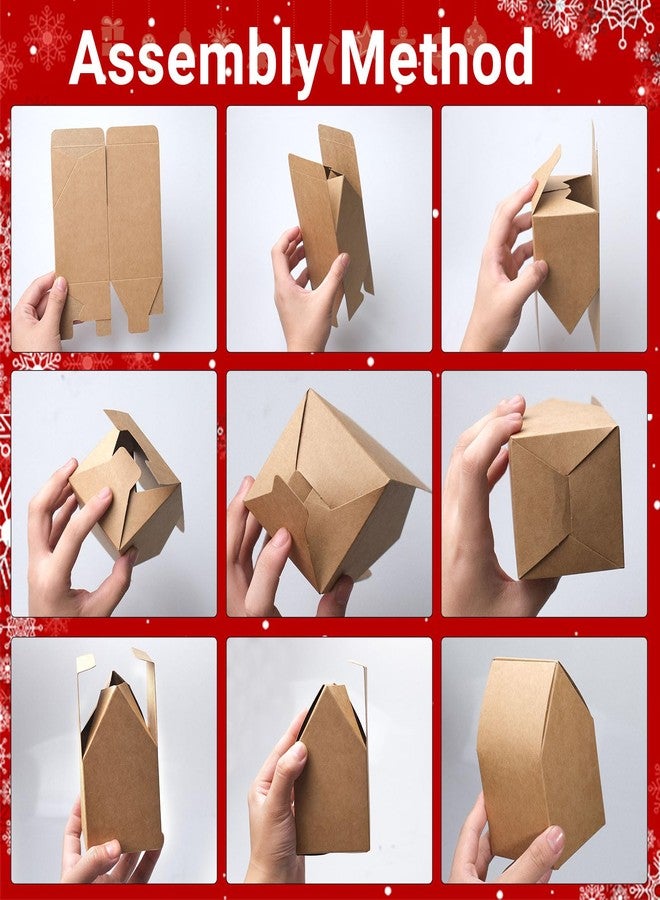 SENONAPO 120 Pcs Brown Gingerbread House Favor Boxes - DIY Build Gingerbread House Boxes - Cardboard Christmas Crafts Gift Boxes for Party Decorating Supplies - Image 2